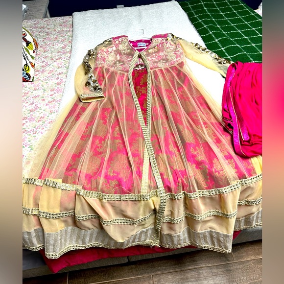 Brand new Pakistani dress with pink dupatta Large frock style - Picture 2 of 5